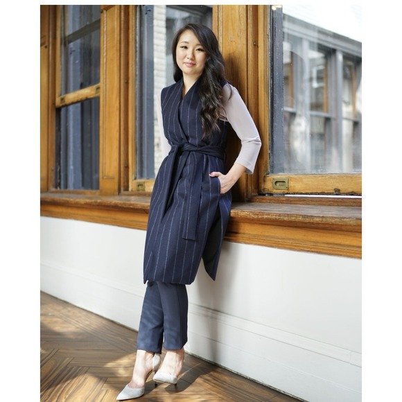 MM.LaFleur Jackets & Blazers - Mm Lafleur Namesake Vest Blue And White Stripped Women's Small